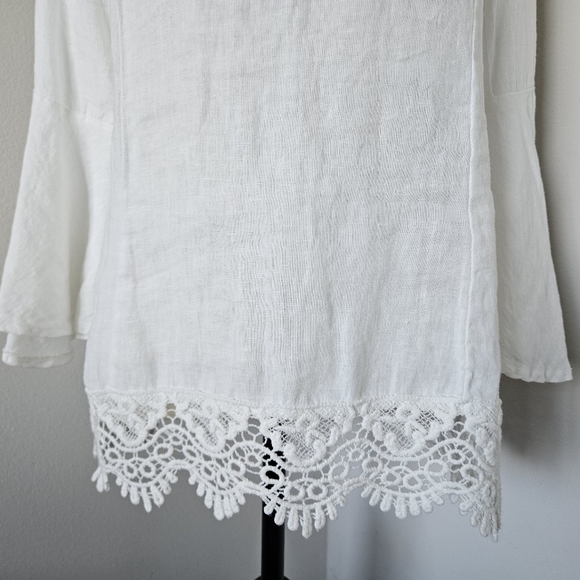 🇮🇪Linen Lungo L'arno  white linen Blouse bell sleeves Size small 🇮🇪 - Picture 11 of 11